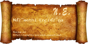 Némethi Enciána névjegykártya